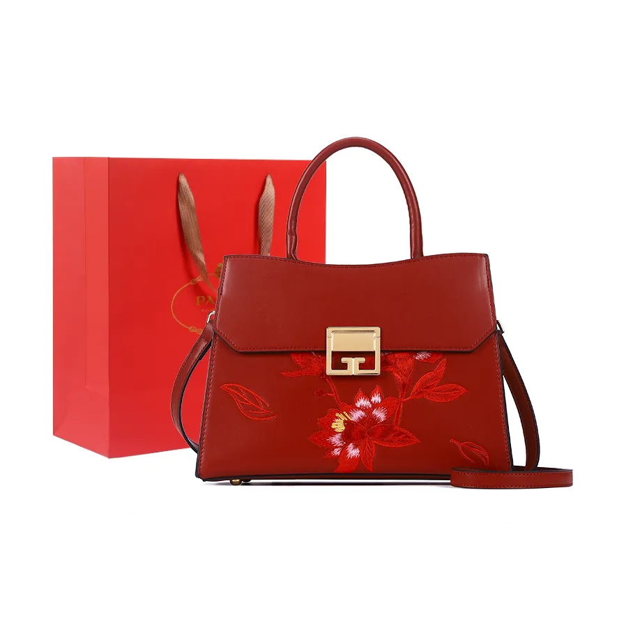 PAYOT Microfiber Synthetic Leather Wedding Bag Shoulder Bag Crossbody Bag Handbag Large Size Women's Burgundy