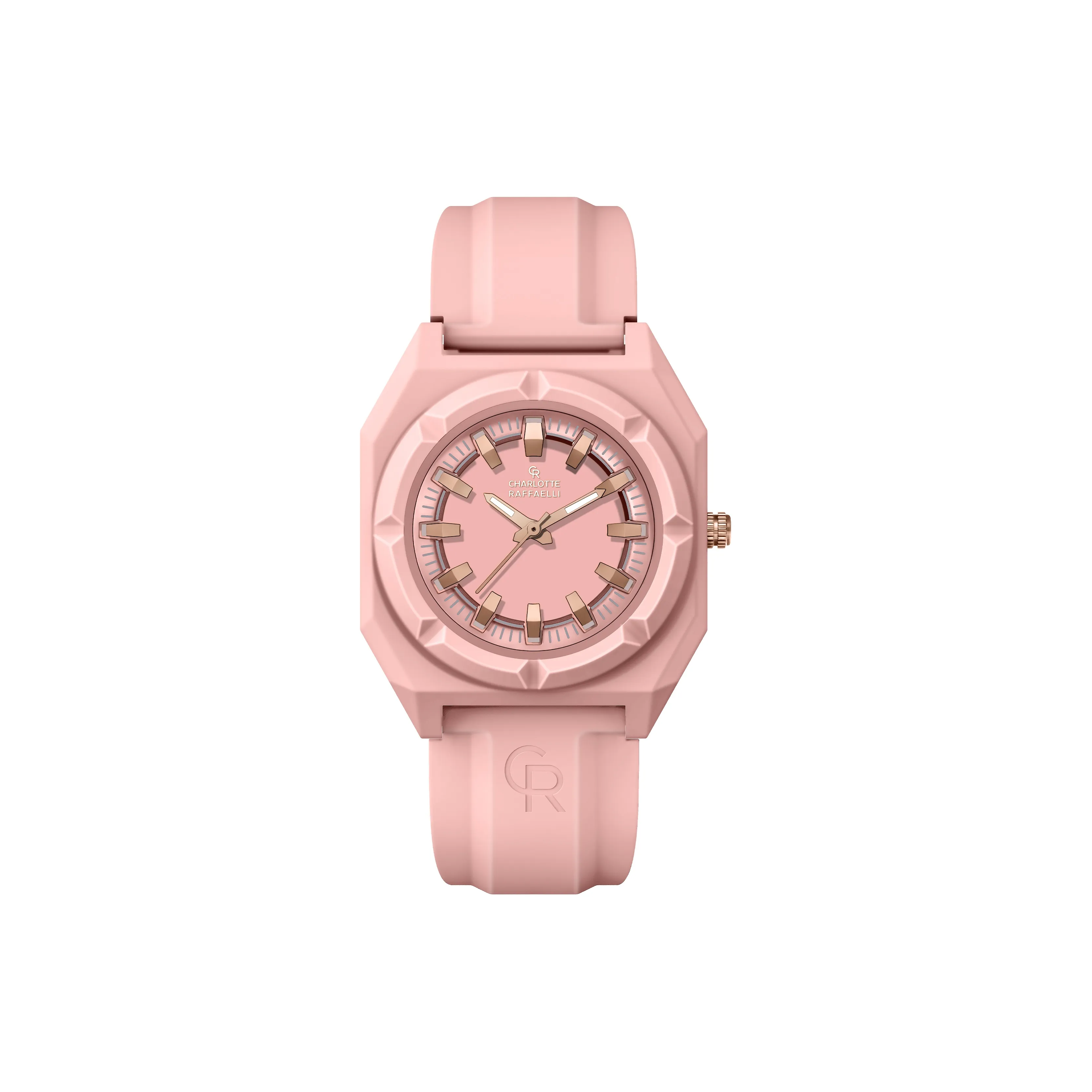 CHARLOTTE RAFFAELLI· Octagonal Series Наручные часы Кварцевый механизм Силиконовый ремешок Розовый циферблат Женские часы