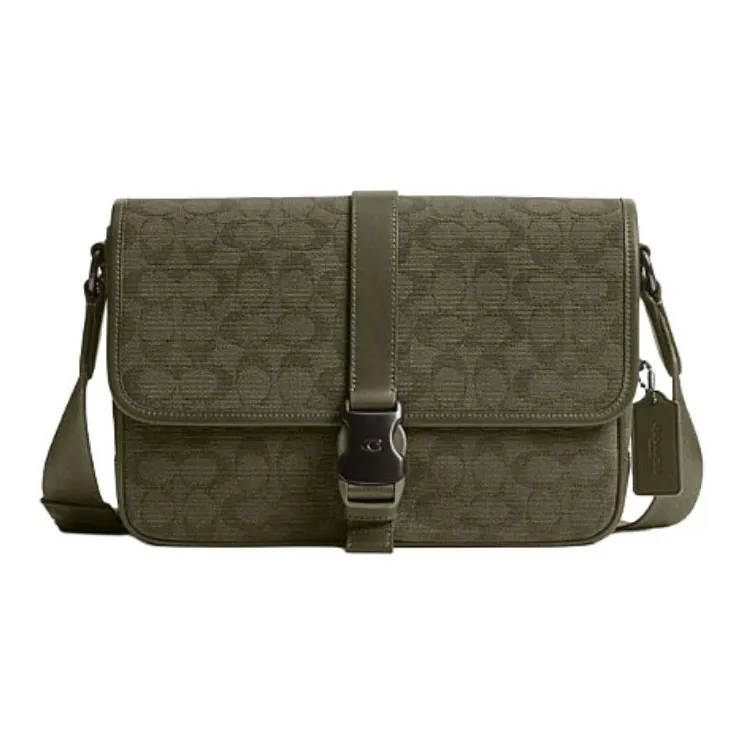 COACH League Холст Жаккард Телячья кожа Сумка через плечо Мужская Зеленая