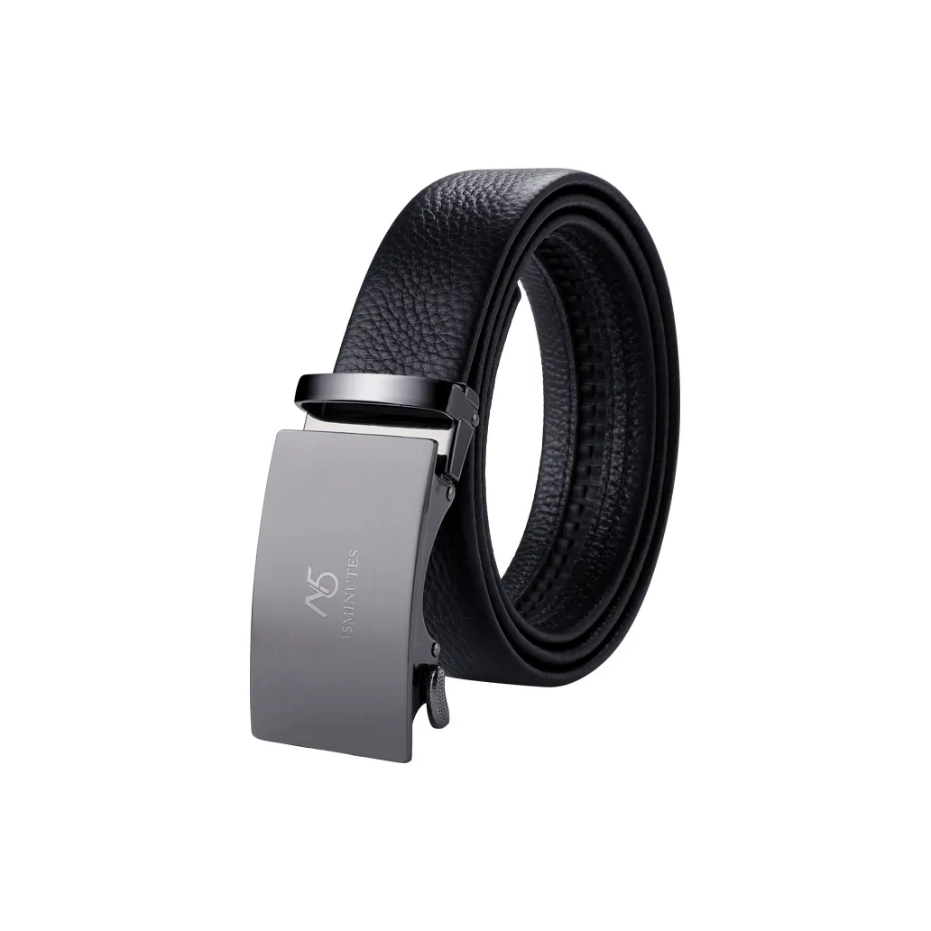 15 MINS Belt, Automatic Buckle, Youth High End Business Casual, Pant Belt Top Grain Cow Leather Belts Men's 3.5cm