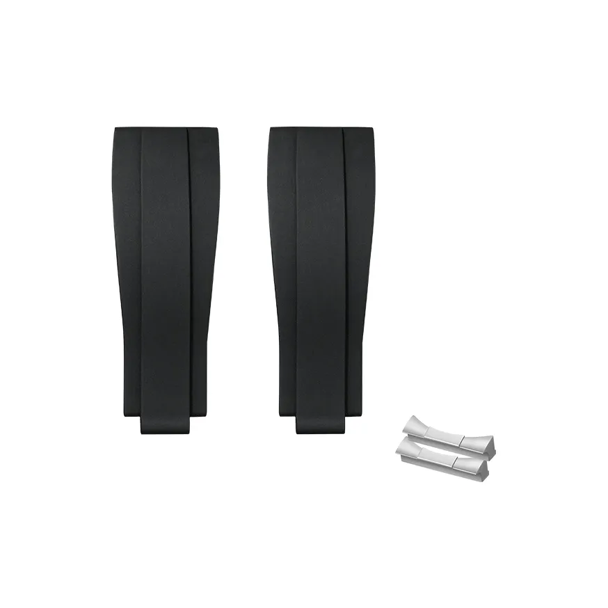 VAGENARI Rubber Strap Compatibility For GMT126710 126720 Three Button Band With External Steel Head Watch Band Unisex