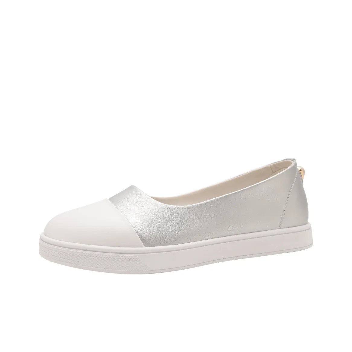 FOXER Slip on, French Vintage, Elegance Soft, Elegant Premium Women's Casual Shoes 2.5cm Women's Silver