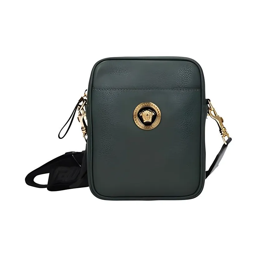 VERSACE Leather Shoulder Bag Crossbody Bag Men's Green