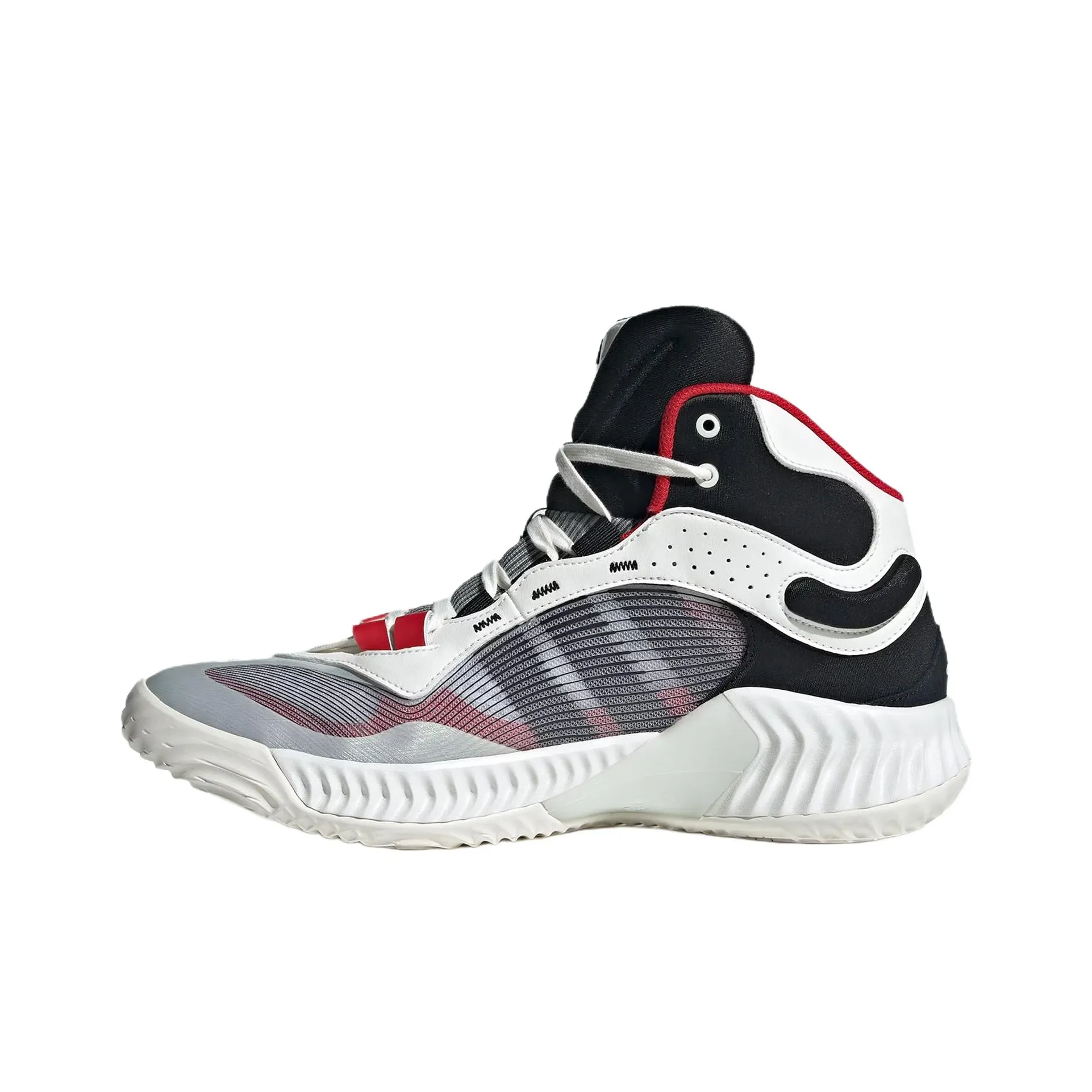 Adidas Амортизация Износостойкий MID Топ Баскетбольные кроссовки Унисекс Белый Красный