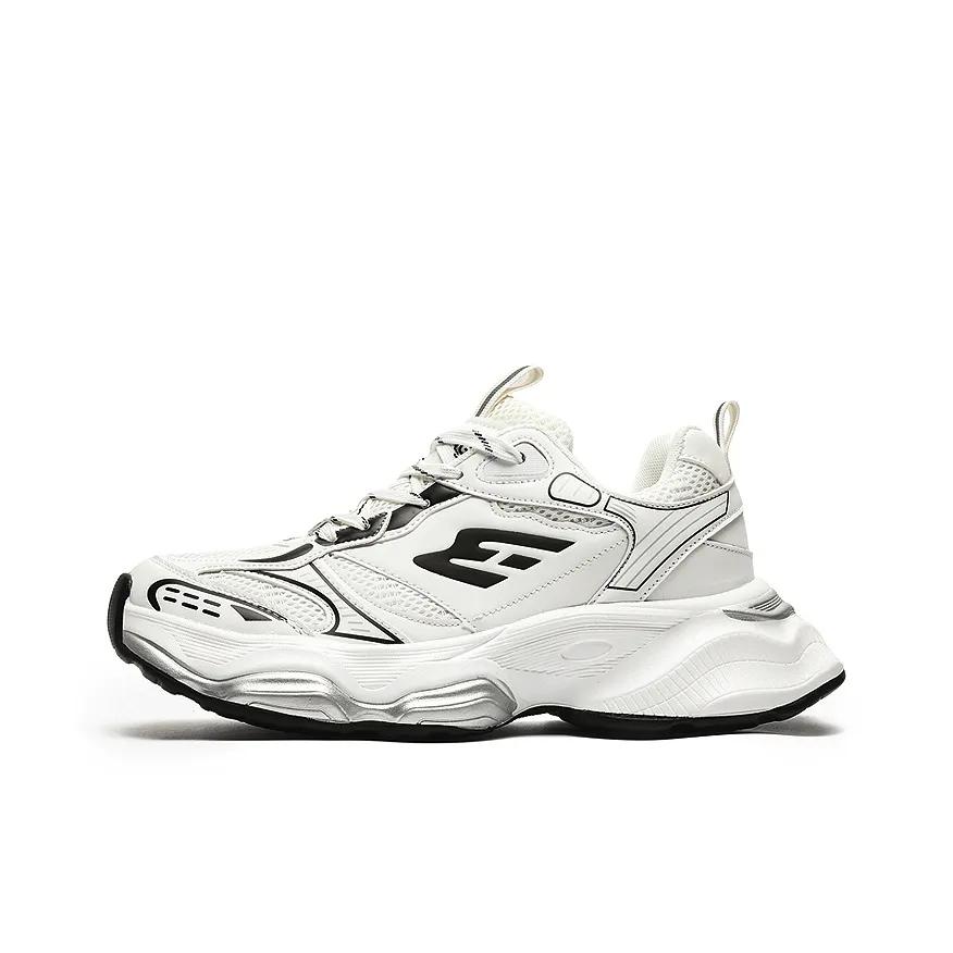 OUBT Anti Slip Wear Resistant Breathable Lightweight Height Increasing Low Top Chunky Sneakers Unisex White