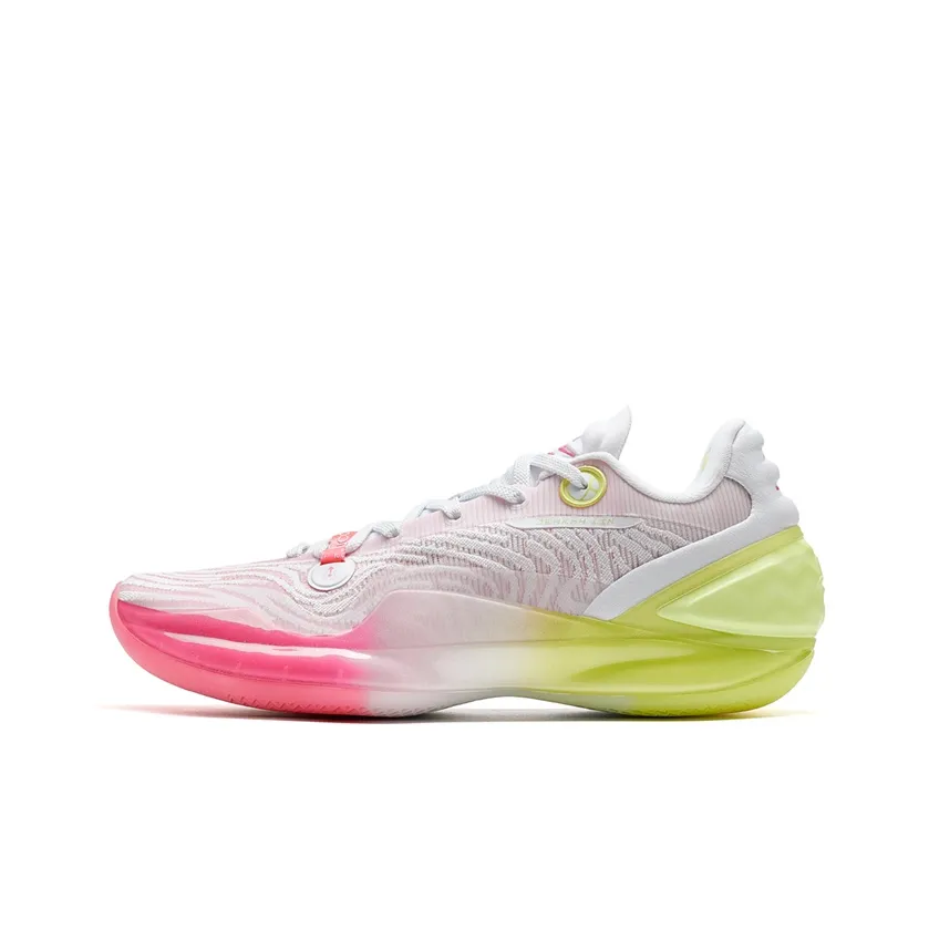 XTEP Lin Shuhao Fifth Generation Basketball Shoes Men Low Top New White/Rose Pink/Electric Pink Green