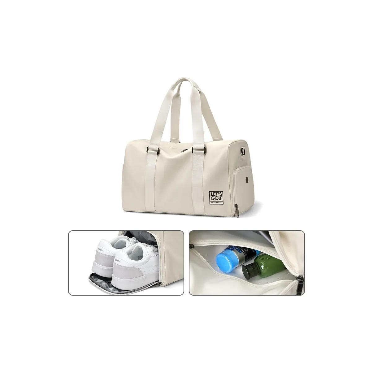 GOLF Fabric Gym Bag Travel Bag Large Size Unisex Black/Apricot