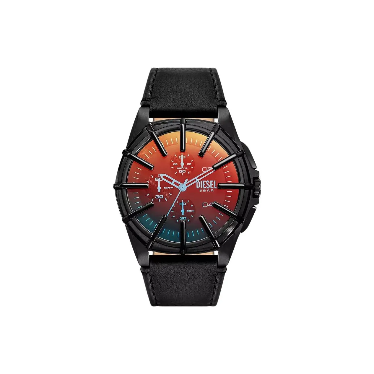 DIESEL Framed Коллекция Наручные часы Кварцевый механизм Кожаный ремешок 44 мм Апельсин Циферблат Часы Мужские часы