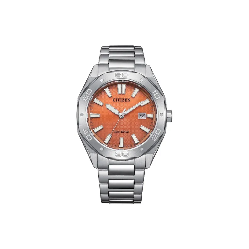 CITIZEN Светильник Кварцевый механизм Нержавеющая сталь Ремешок Часы 41 мм Мужские часы Апельсин Циферблат часов