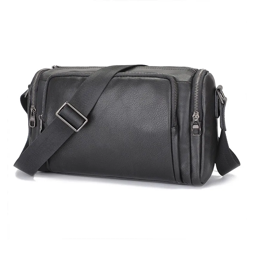 DOSRFINI Сумка через плечо из натуральной коровьей кожи мужская черная