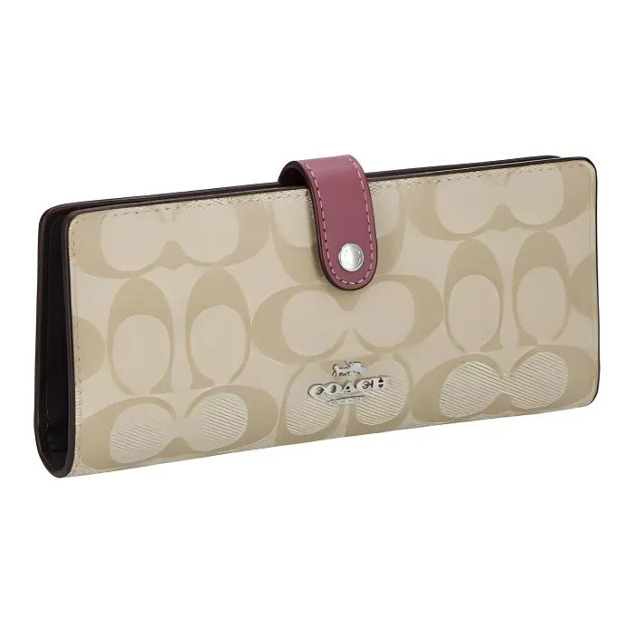 COACH Slim Wallet Leather Wallet Trumpets Women's Khaki