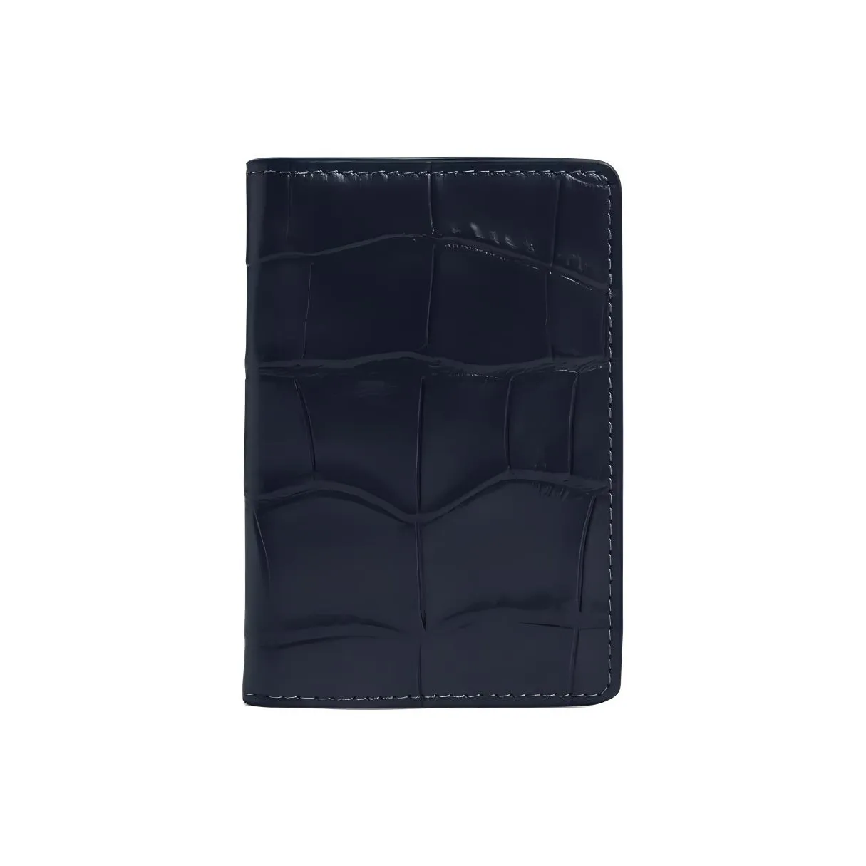 COACH Embossed Leather With Refined Calfskin Card Holder Mini Men's Gunmetal & Midnight Navy