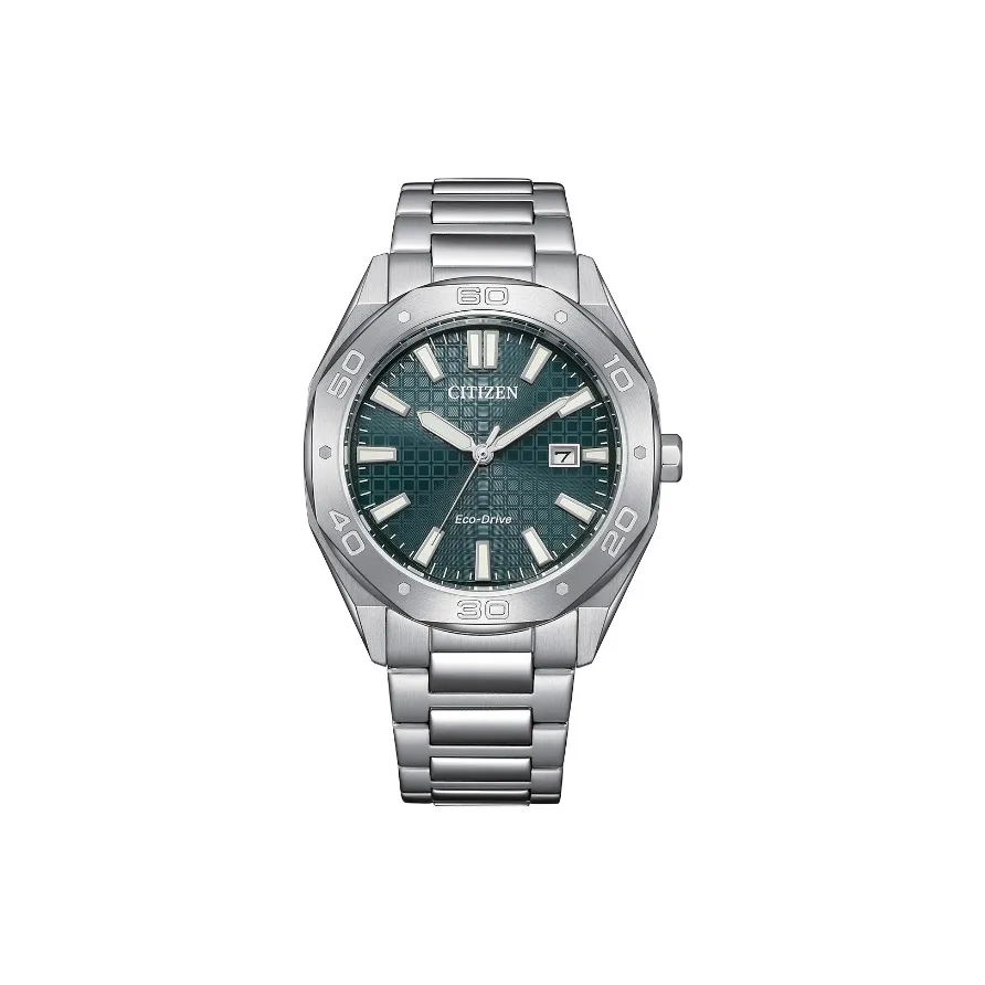 CITIZEN Светильник Кварцевый механизм Нержавеющая сталь Ремешок Часы 41 Мужские часы Зеленый циферблат