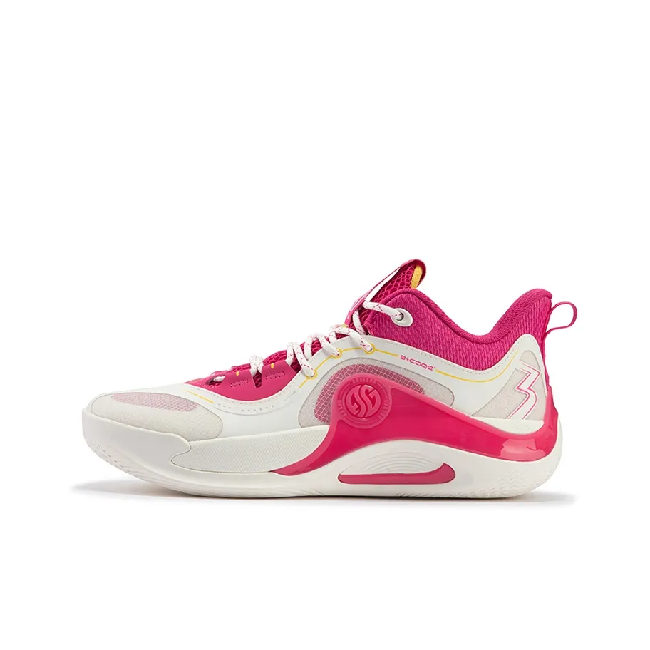 361° Zen TEAM Beetroot Latte Cushioning Anti-Slip And Wear-Resistant Low-Top Basketball Shoes Men's White Red