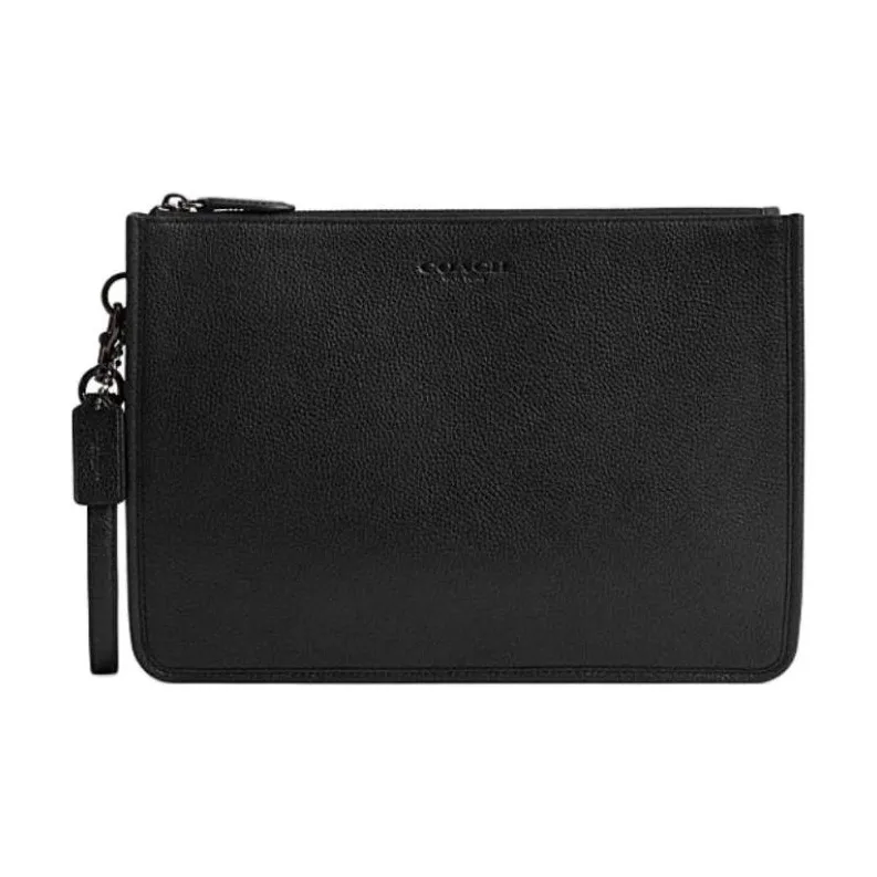 COACH Charter Cow Leather Clutch Large Size Men's Black