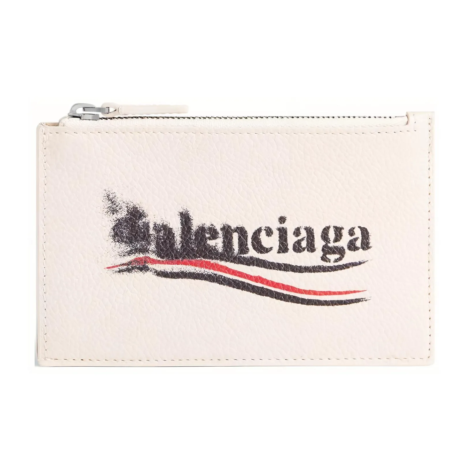 Balenciaga Cash Крупнозернистая текстура Коровья кожа Держатель для карт Большой Мужской Светлый Бежевый