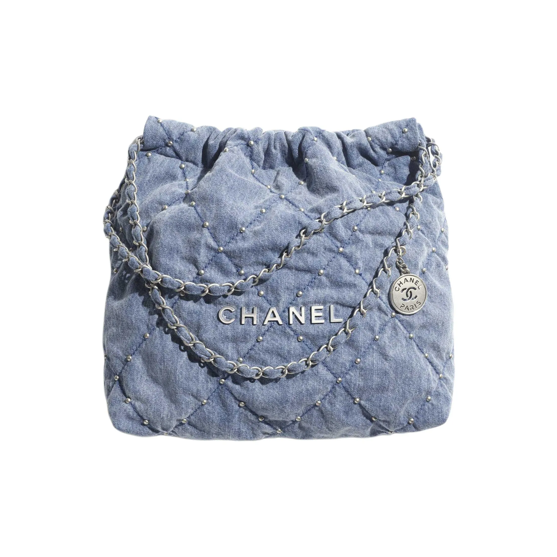 CHANEL Washed Denim Handbag, Shoulder Bag, Crossbody Bag Trumpets Women's Blue