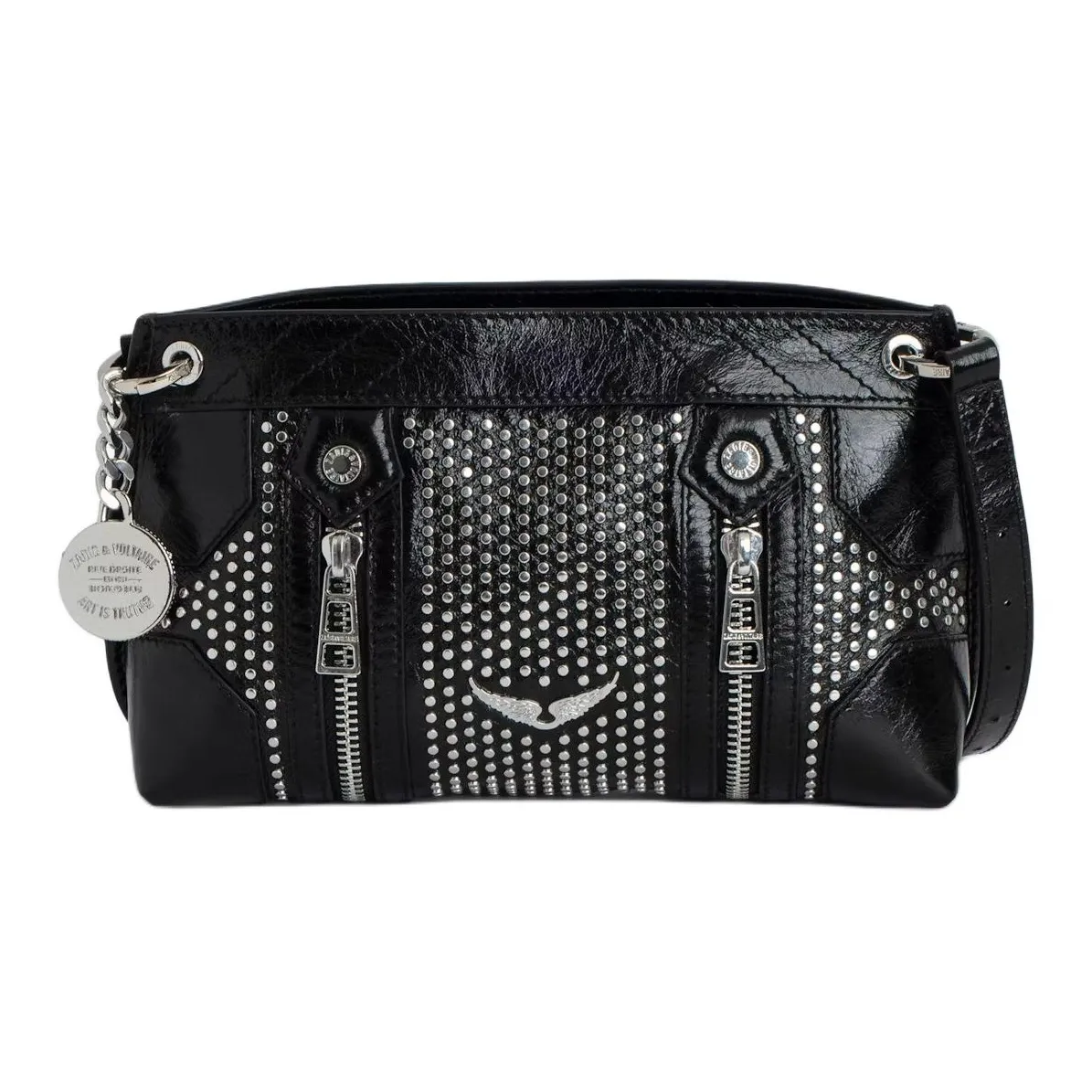 Zadig & Voltaire Calfskin Shoulder Bag, Crossbody Bag Unisex Black