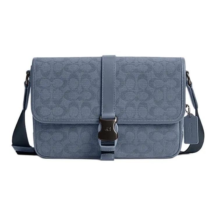 COACH League Жаккард Холст Кожа Сумка через плечо Мужская Синяя