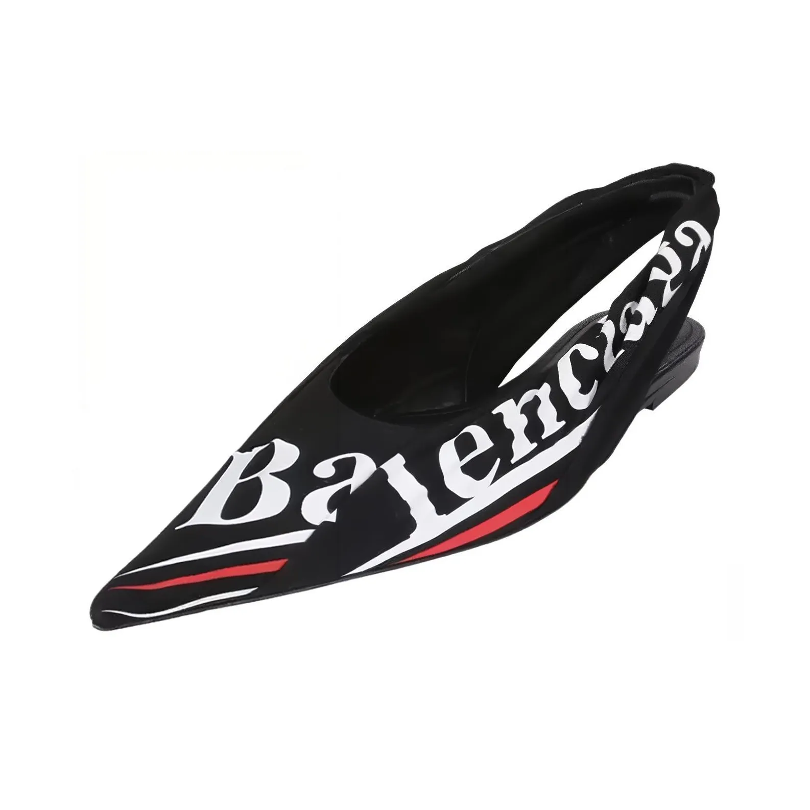 Balenciaga Knife Slingback Logo Print Casual Flats 'Black' Women's