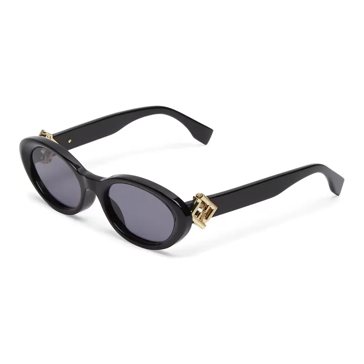 FENDI Ацетат OVAL SUNGLASSES Женские Черный