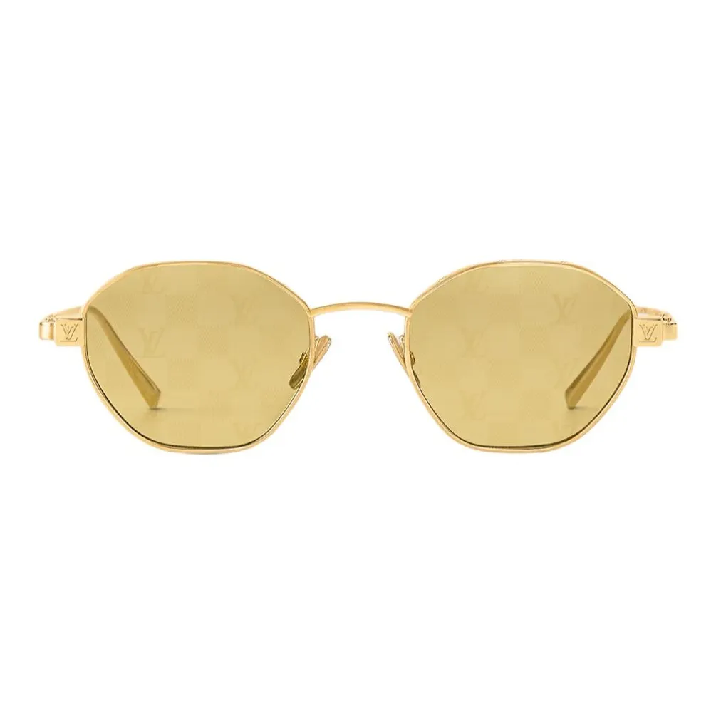 LOUIS VUITTON Metal Irregular Shape Sunglasses Men's Gold