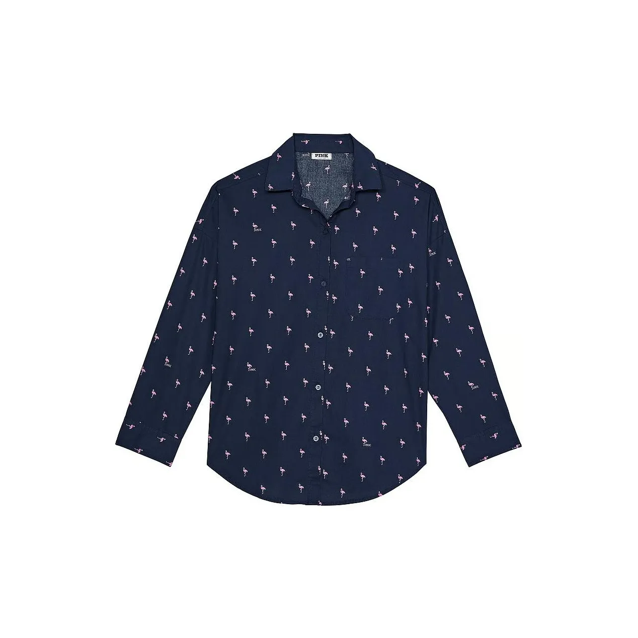 Victoria's Secret Розовый Хлопковый поплин OVERSIZED MNF Пижамный топ Женские Полночь Морские Фламинго