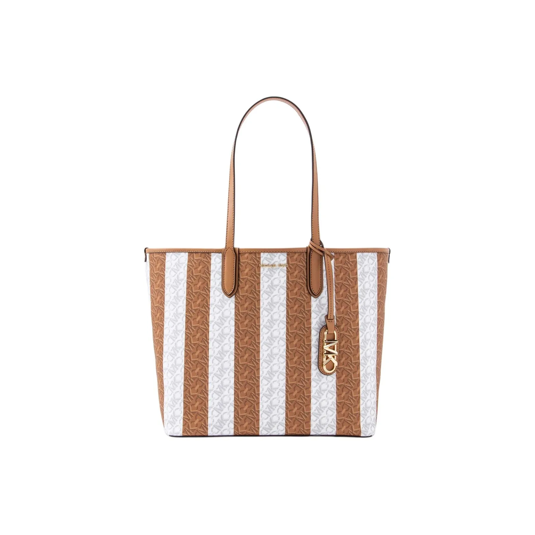 MICHAEL KORS Coated Canvas Tote Bag, Shopping Bag, Handbag, Shoulder Bag Women's Light Peanut Multicolor