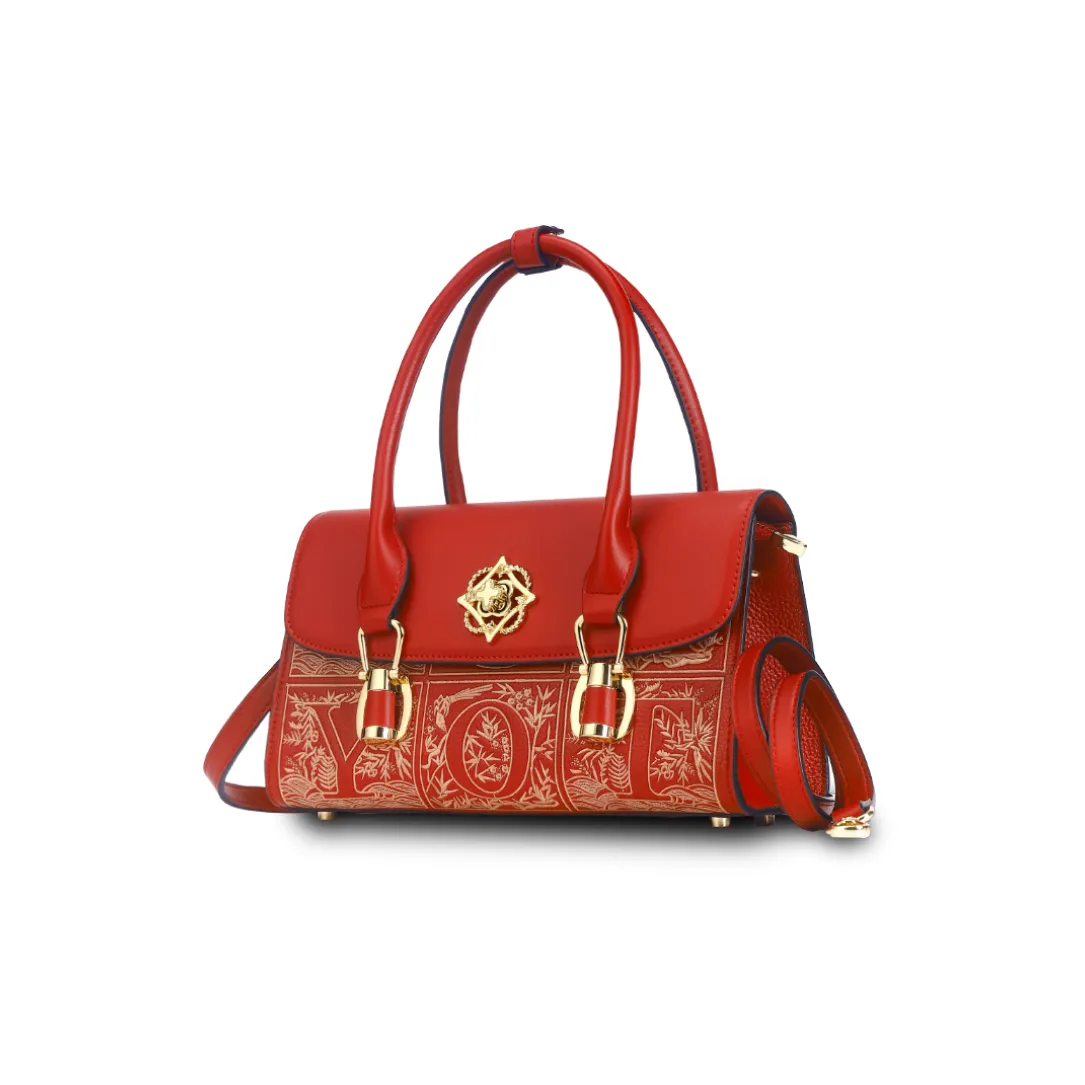 PAYOT Натуральная кожа Багетная сумка Mom MOTHER in Ло Сумка Плечевая сумка Средний Женская Бургунди Абрикос