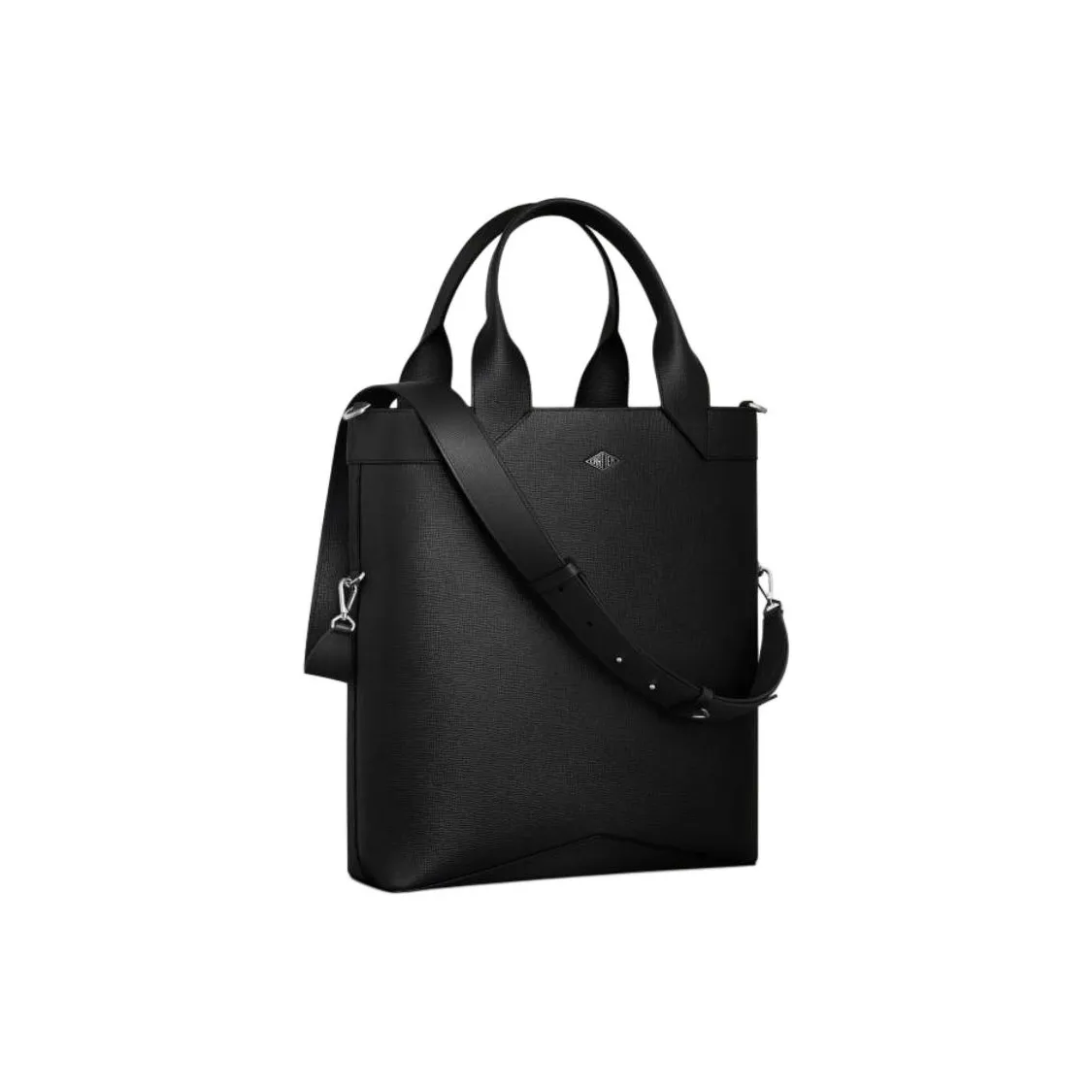 CARTIER Grained Calfskin Tote Bag Shopping Bag Shoulder Bag Handbag Small Size Men's Black
