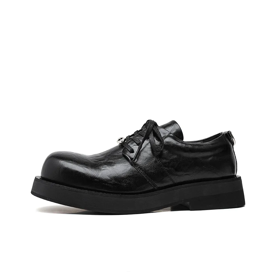 Zuogedu Platform Height Increasing Derby Shoes Fashionable Versatile Casual Shoes Men's Black