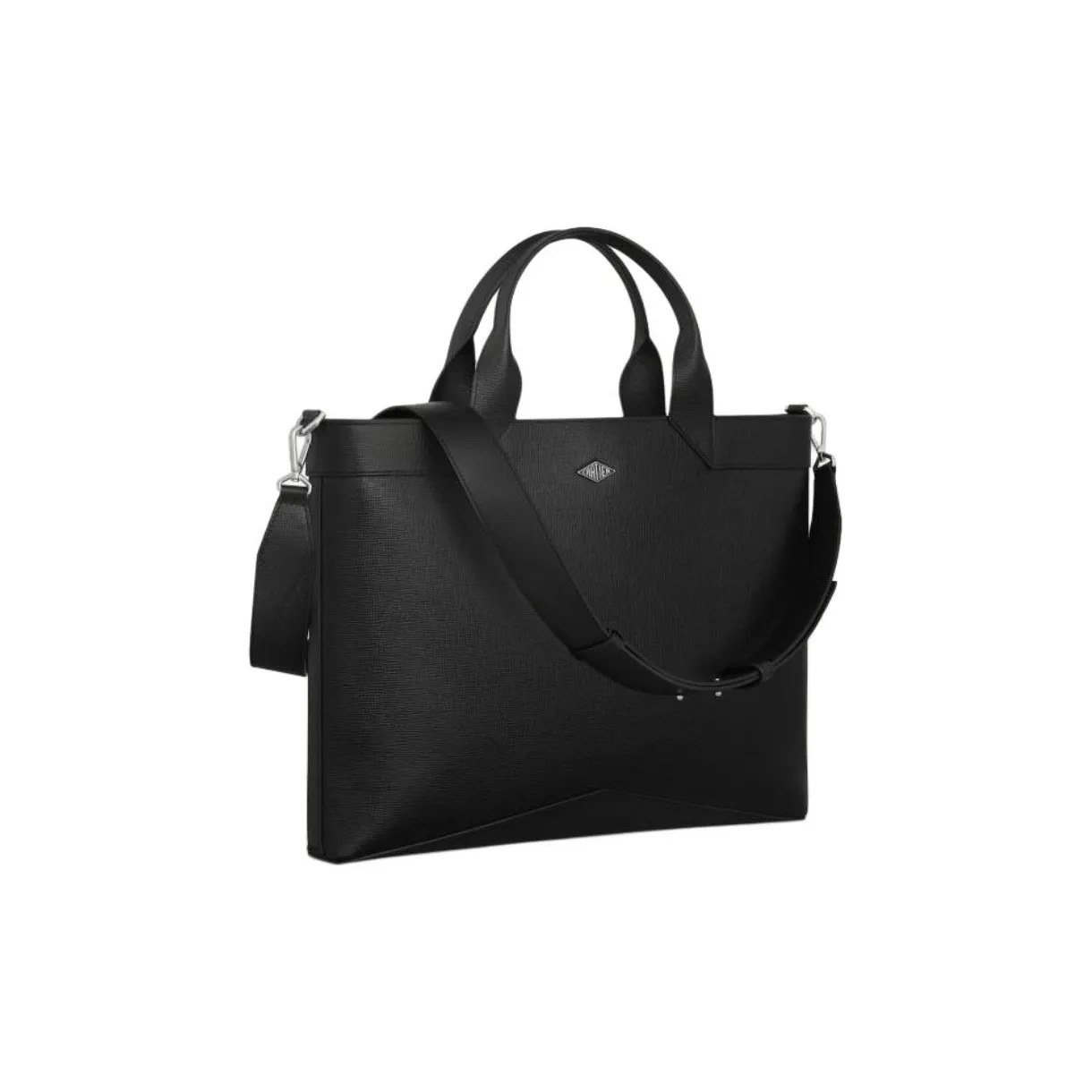 CARTIER Calfskin One Shoulder Crossbody Portable Briefcases Men's Black