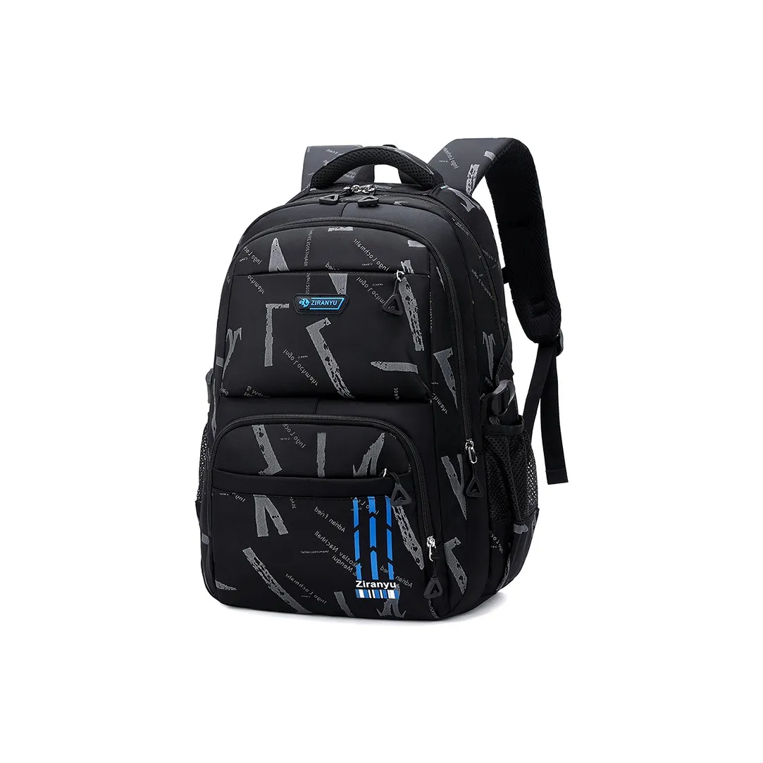Natural Fish Polyester Backpack Regular Men's Black & Royal Blue/Black & Gray/Black & Sky Blue/Black & Yellow