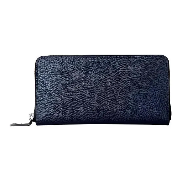 COACH Accordion Wallet Leather Clutch, Wallet, Shoulder Bag, Crossbody Bag Men's Dark Blue