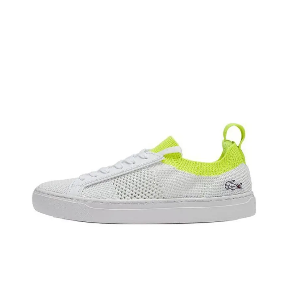 LACOSTE Breathable Low Top Skateboard Shoes Women's White Yellow