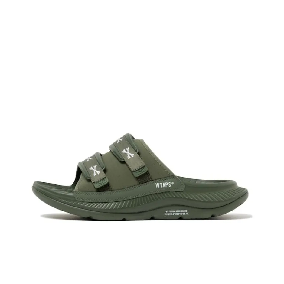HOKA ONE ONE Mens M Ora Recovery Slide in Black X Wtaps Ora Luxe 'Four Leaf Clover'