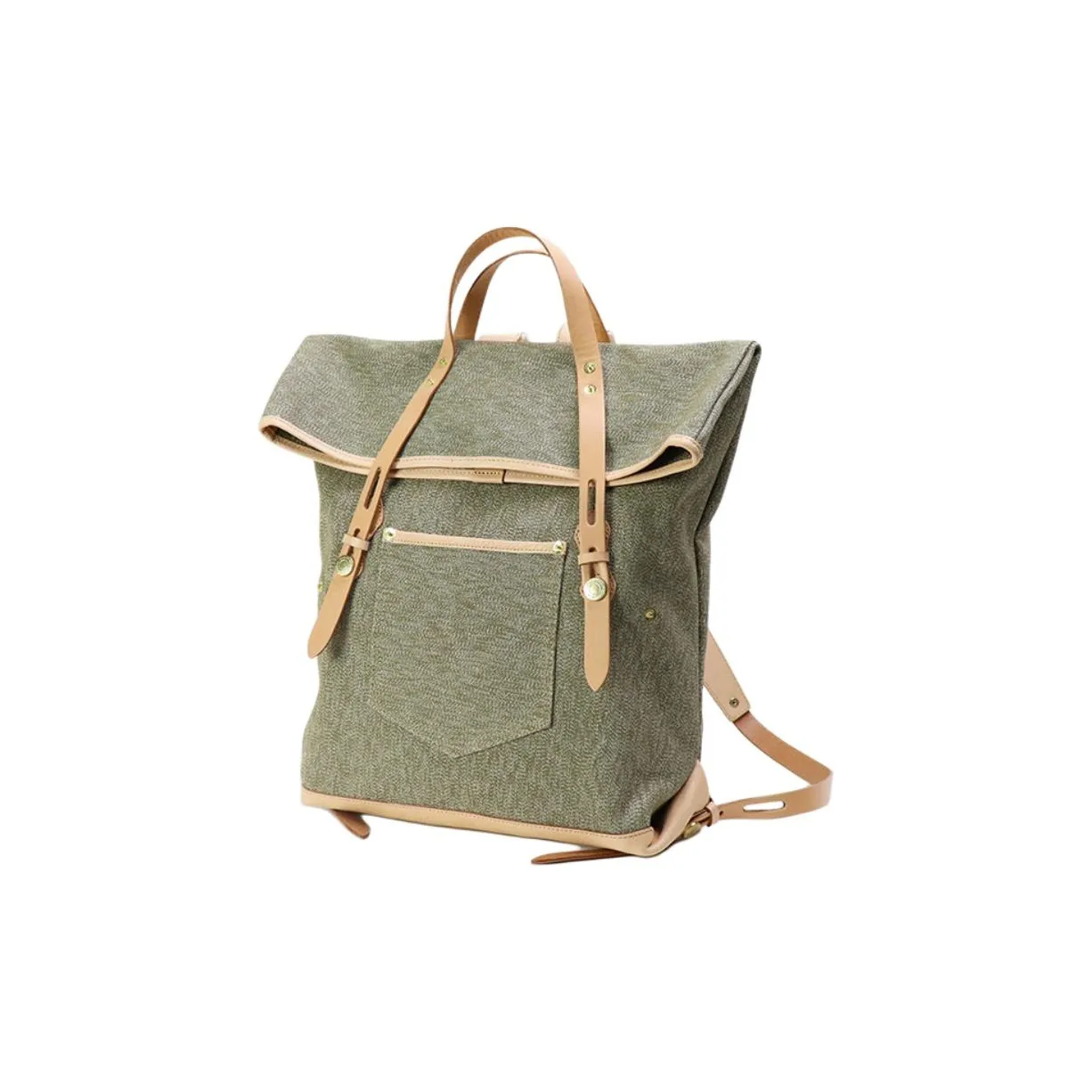 LINE ARTISANAL Canvas Backpack Large Unisex Green Black Ecru LINE ARTISANAL Холщовый рюкзак большой унисекс зеленый черный экрю