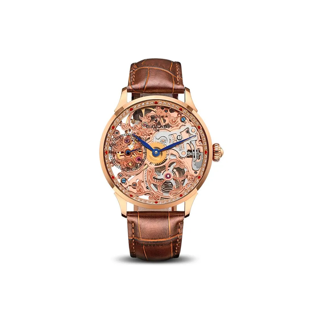 Diamond Manual Mechanical Movement Men's Watches Cut Out Dial