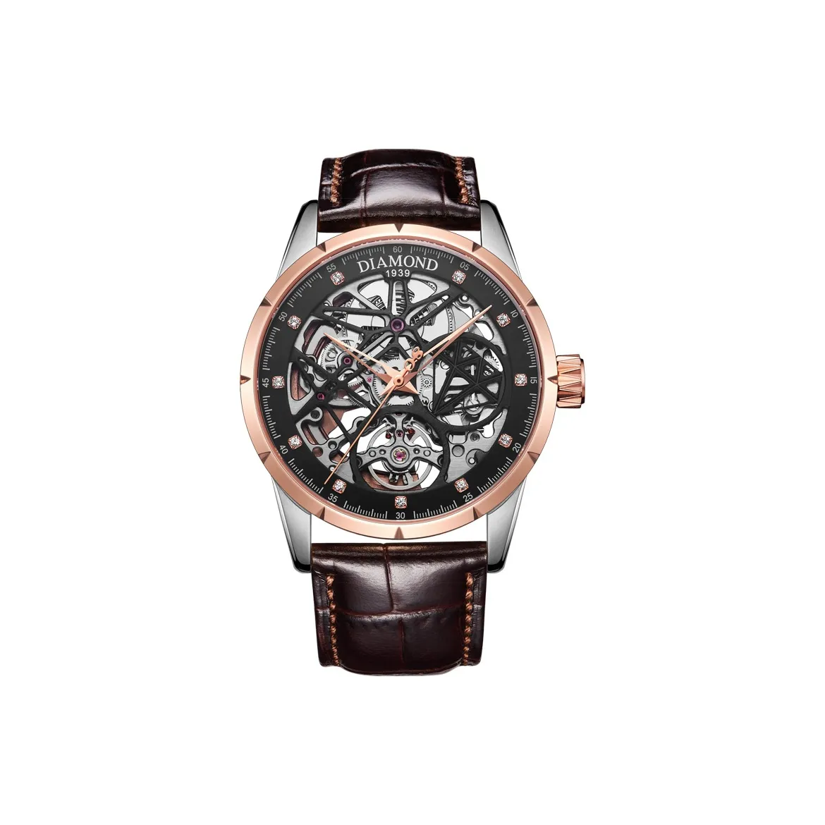 Ромб Автоматический Ручной Механизм Мужские Часы Белый Циферблат