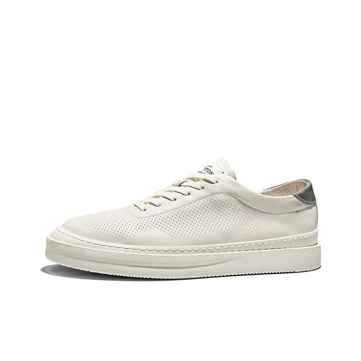 Hautton Jeans Abrasion Resistant Low Top Skateboard Shoes Men's White