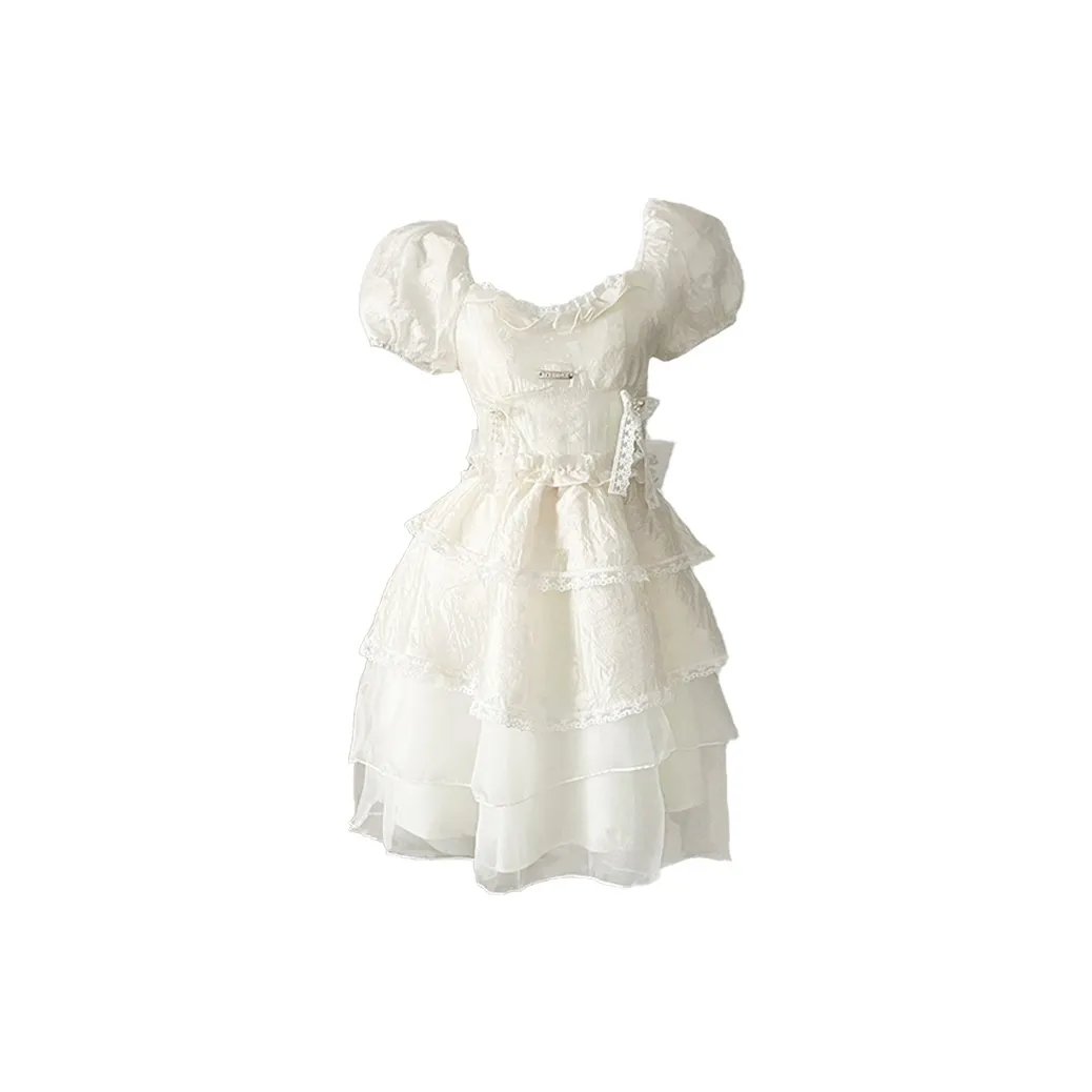 HUINIAN Короткий рукав Платье Женское Белое