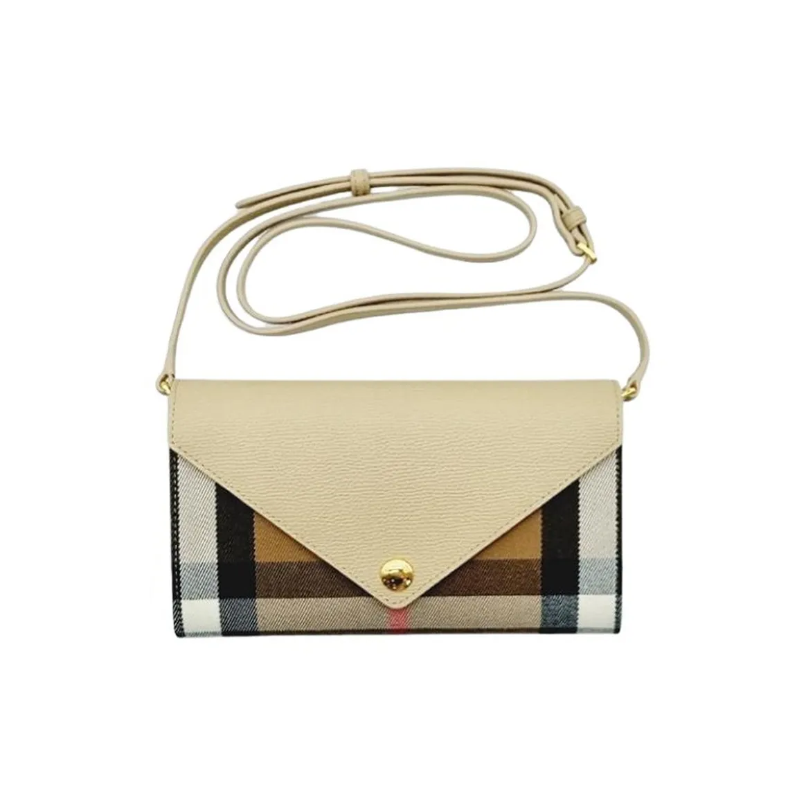 Burberry Canvas With Leather Envelope Bag, One Shoulder Crossbody, Clutch Women's Light Beige
