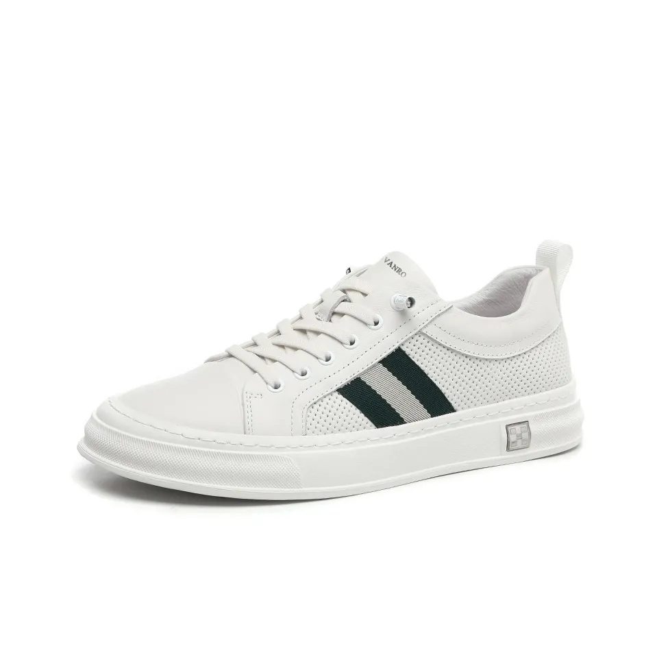 Devanro Натуральная кожа Белые кроссовки Низкий топ Повседневные Мужские