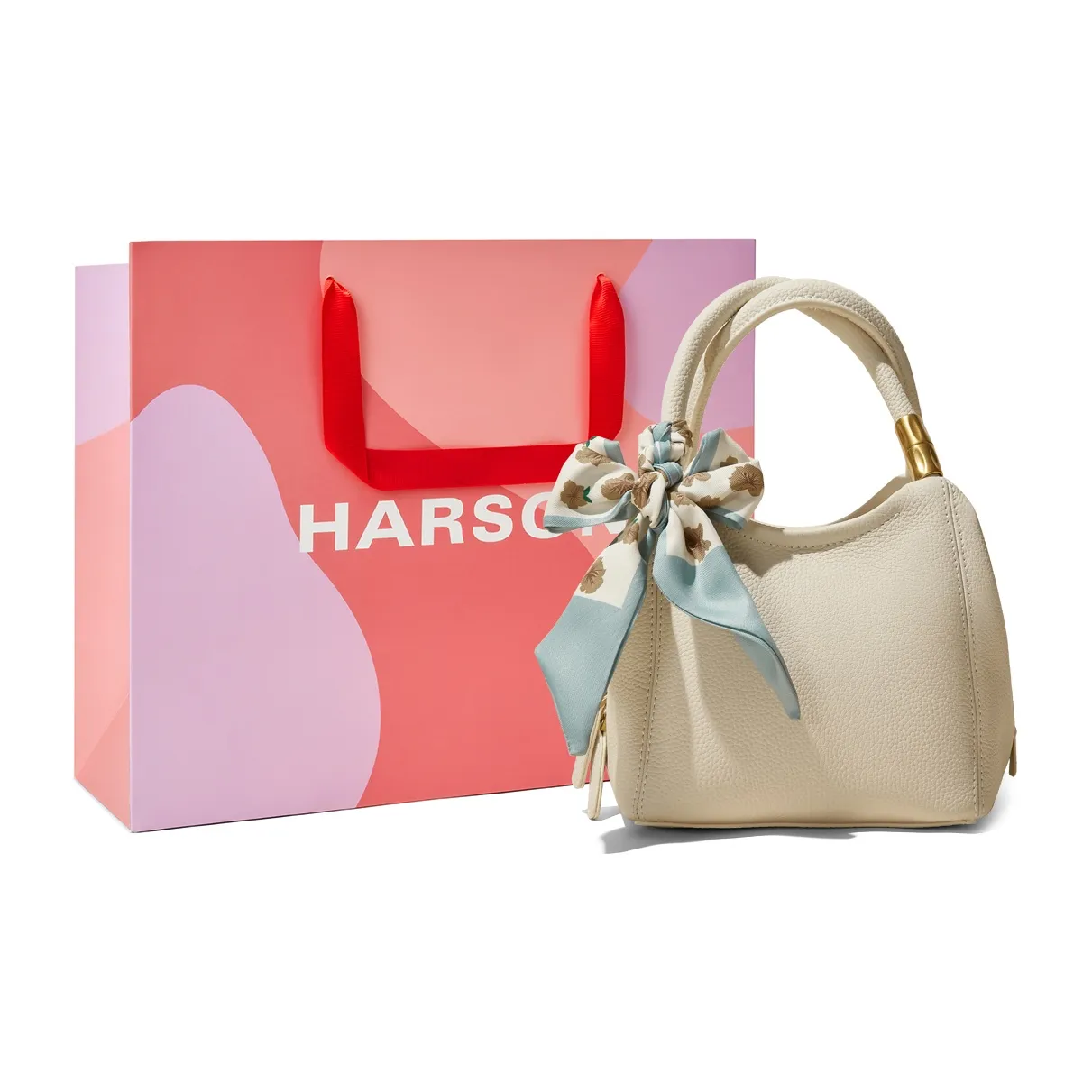 HARSON Сумка через плечо из крупнозернистой текстуры кожа коровы средний размер женский цвет мороженое белый Polar ночной черный