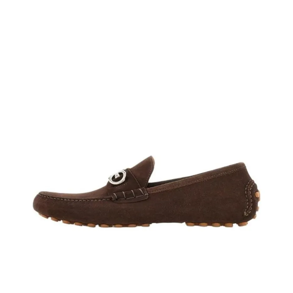 FERRAGAMO GANCINI Gommino Loafers Men's Brown