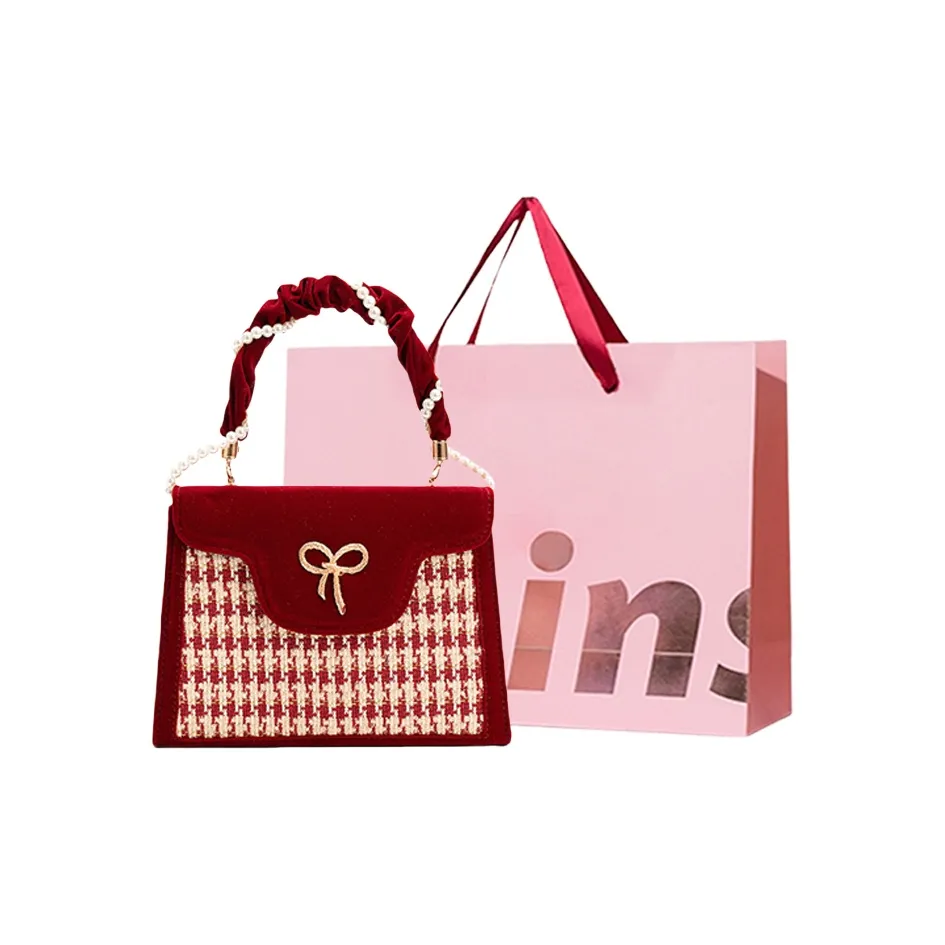 WHEELY BABY + ПУ (полиуретан) + Скрытая текстура Жаккардовая ткань Сумка Женская Красная