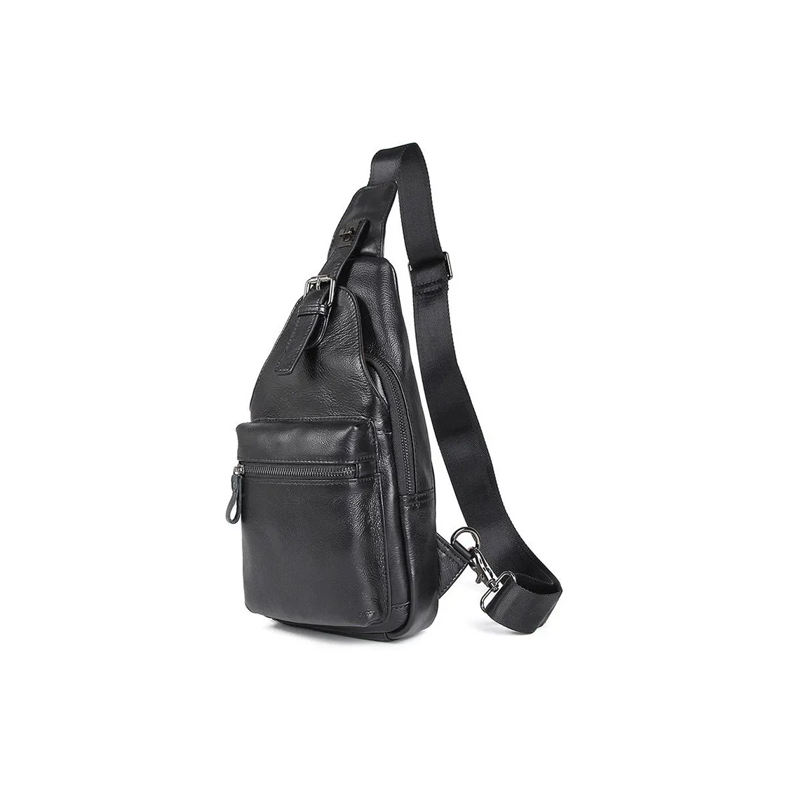 DOSRFINI Настоящая коровья кожа Sling сумка среднего размера мужская черная шоколадная