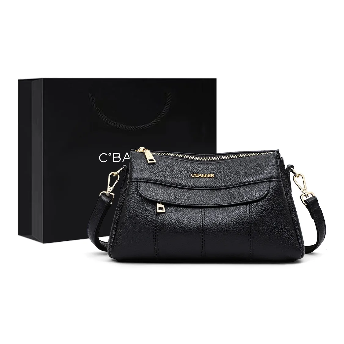 C°BANNER Коровья кожа с синтетической кожей сумка через плечо сумка на плечо женская черная