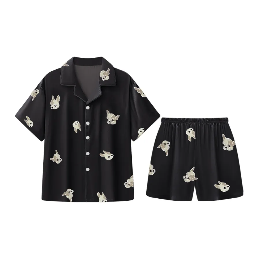 Qiao Ni Tong Pajama Set Men's Black Fist