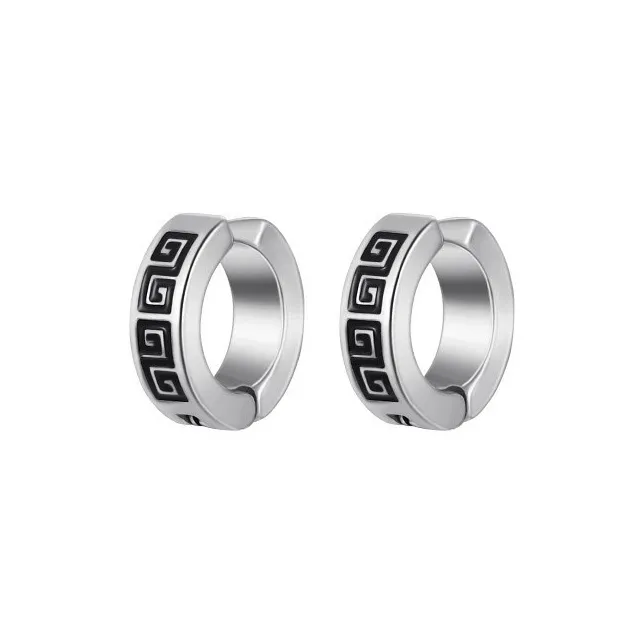 FOREVER MELODY Титановая сталь Нижняя заколка Серьги On Мужской Серебристый Черный